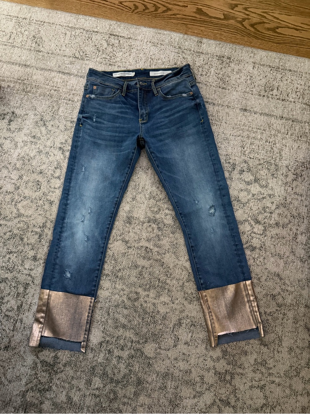 Pilcro Dark Blue Jeans with Rose-Gold Cuffs